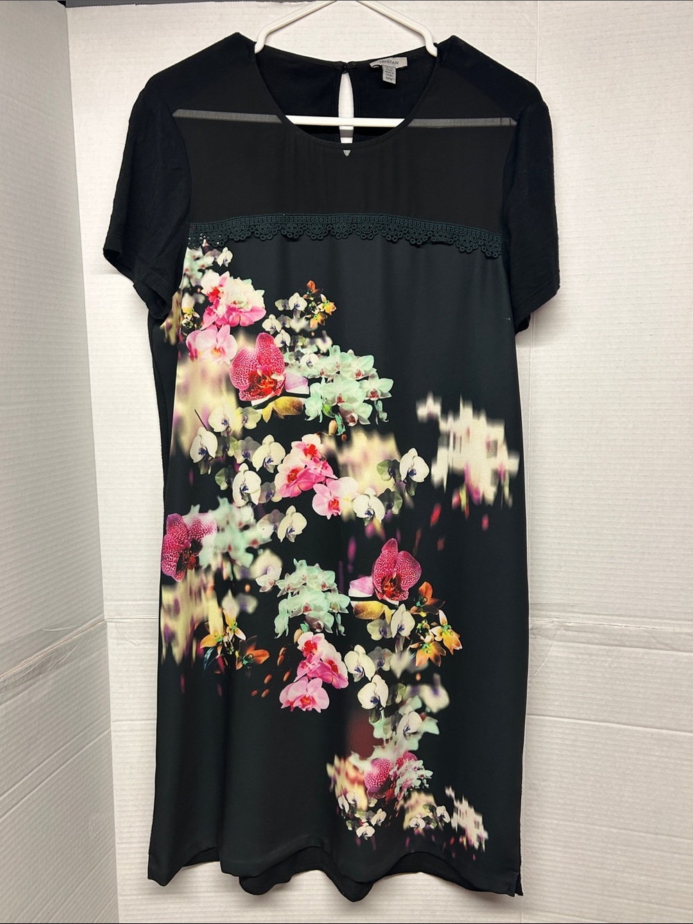 Tristan Black Shift Dress with Pink & Mint Floral Print
